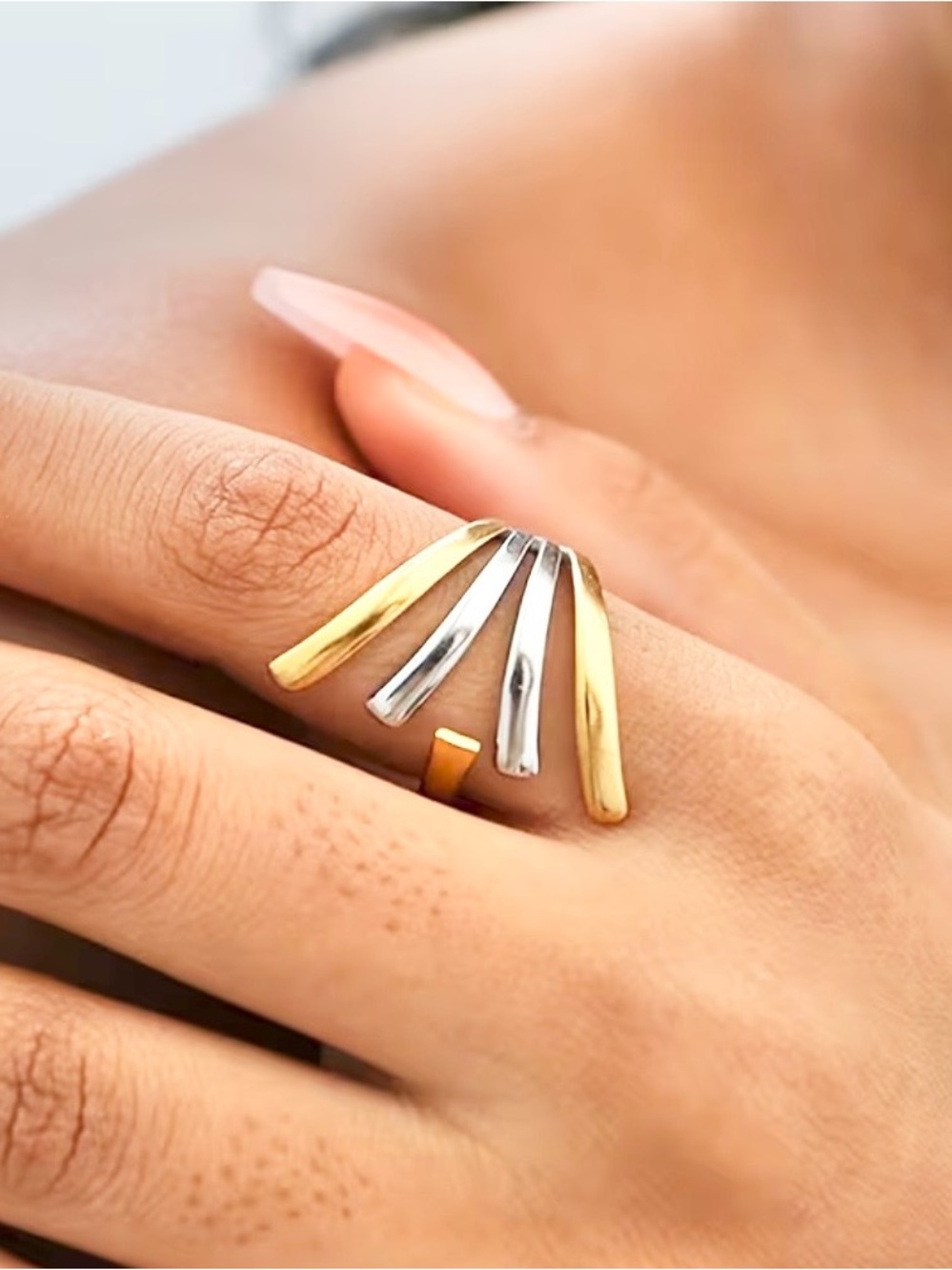 NWT 18k Gold & Stainless Steel Adjustable Ring
